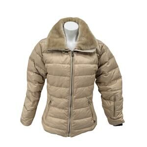 NILS Resort Wear Ski Jacket Down Puffer Womens SZ 10 Gold Coat Outdoors Skiing
